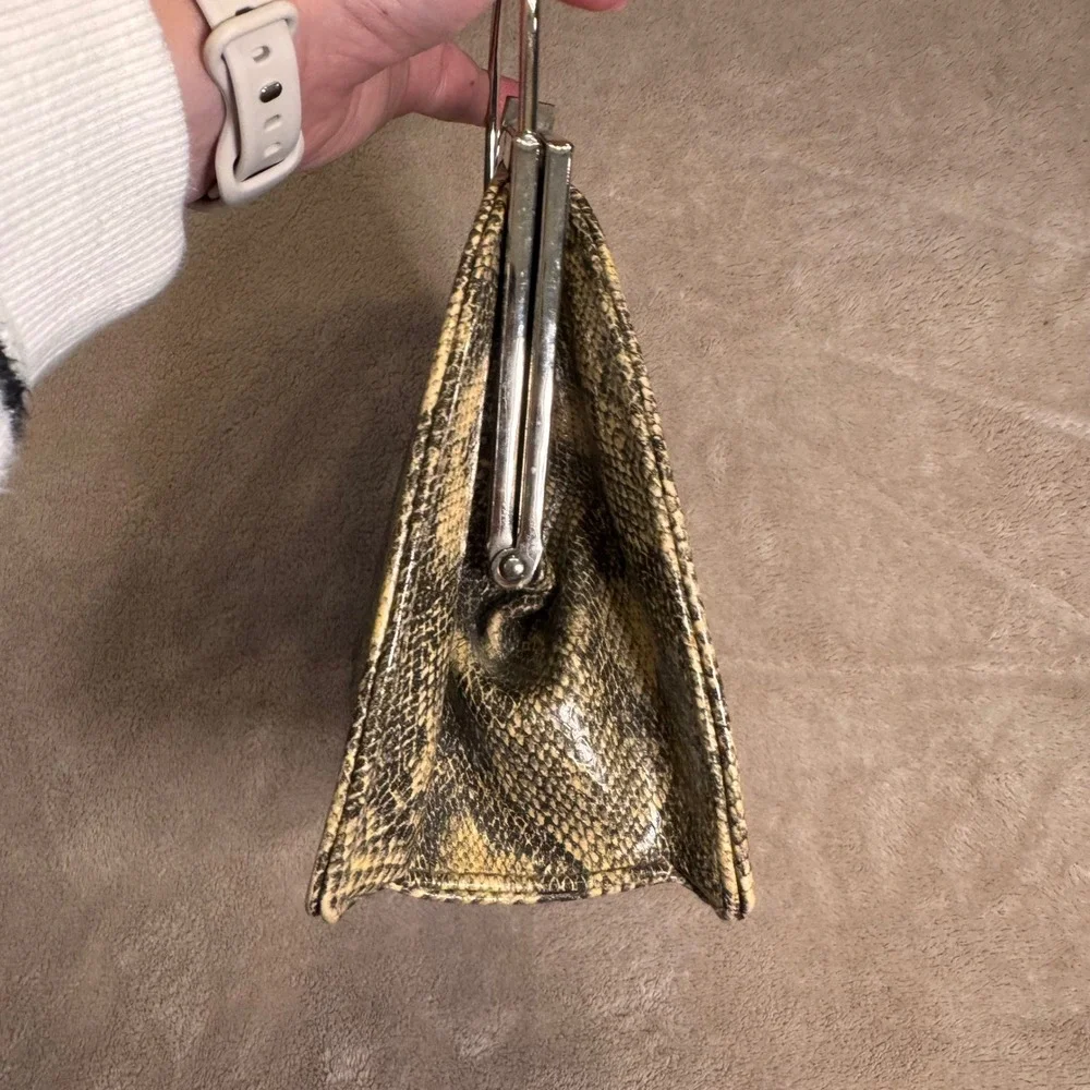 Vintage Snake‎ Print Handbag Top Handle Clutch Old Hollywood Glam Evening Bag